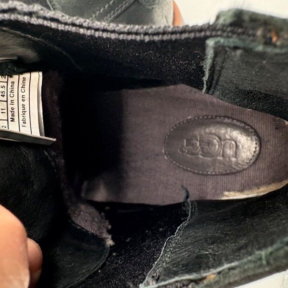 RARE UGG Australia Jarrett Leather Boots Men’s 10 Black Elastic Lace Up Moc Toe - Picture 13 of 15